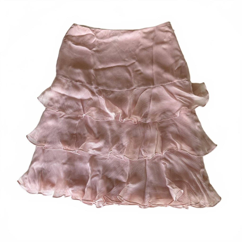 Lauren Ralph Lauren Vintage Tiered Pink Skirt Coquette Ballerina Silk Ruffled