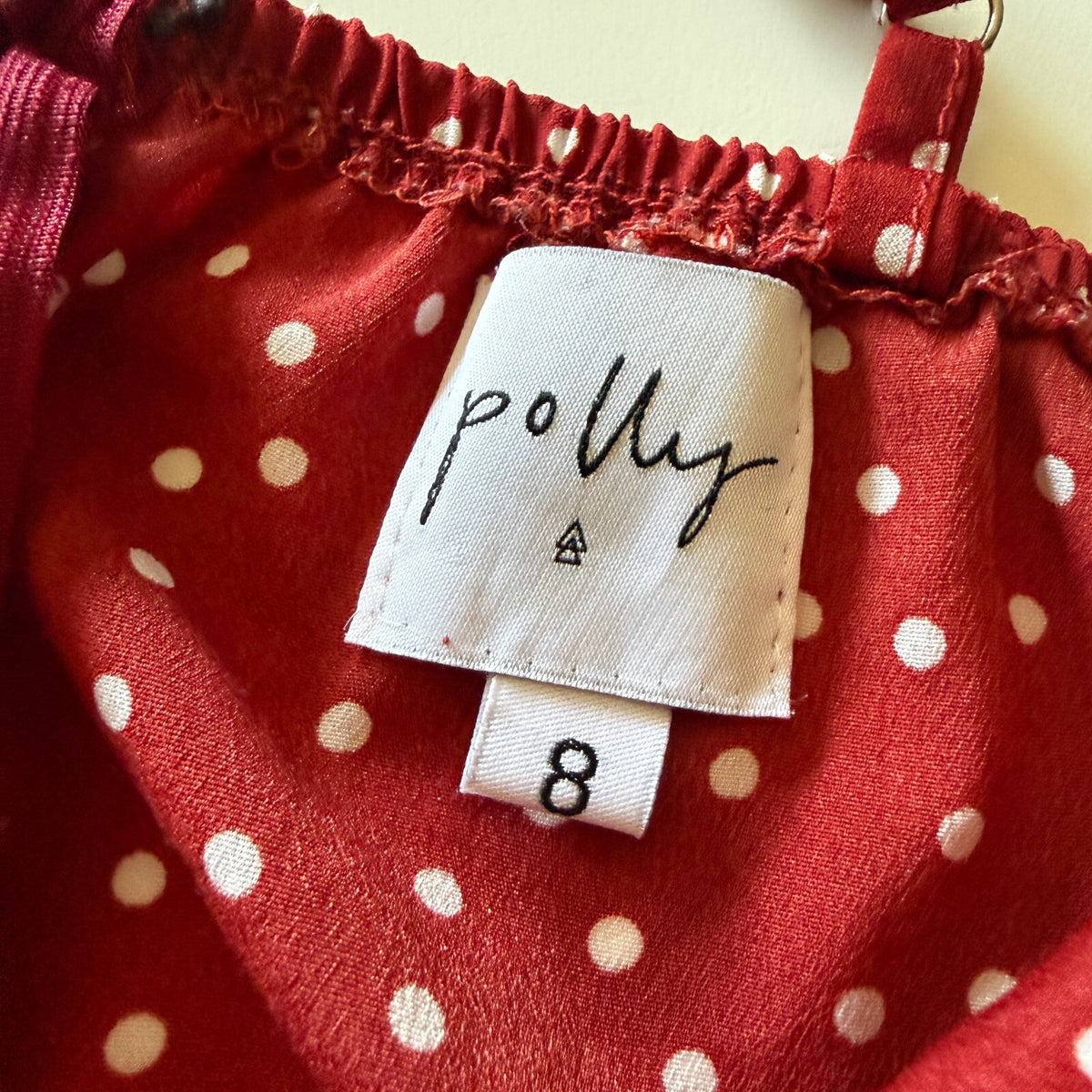 Princess Polly Red Polka Dot Frilly Ruffled Hem Wrap Detail Mini Dress Size 8