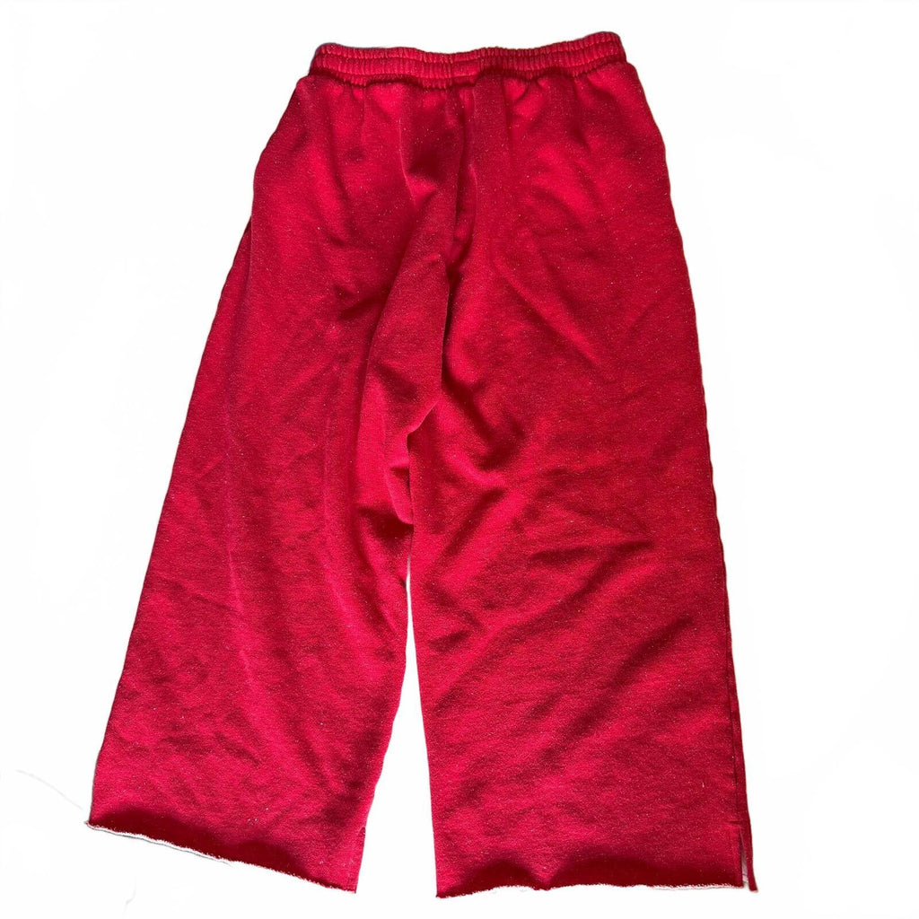 PINK Victoria's Secret Red Glitter Sweatpants Sz Large Raw Hem Drawstring