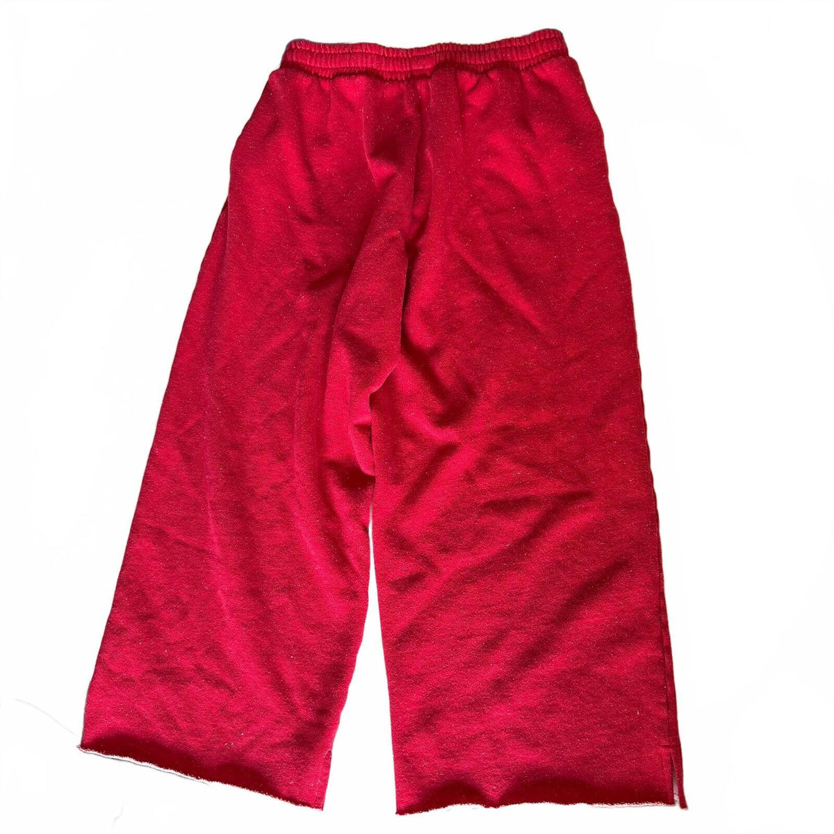 PINK Victoria's Secret Red Glitter Sweatpants Sz Large Raw Hem Drawstring