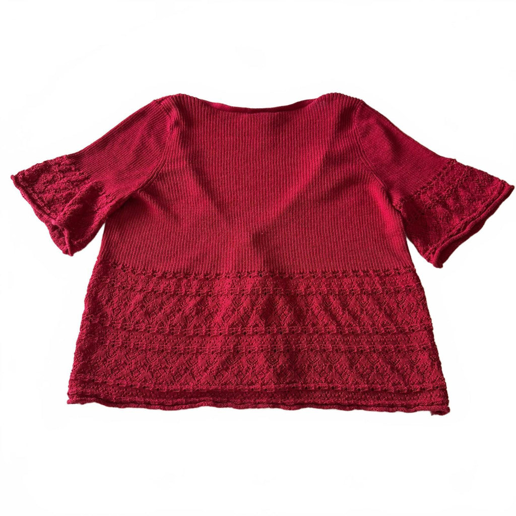 Lane Bryant Red Crochet Knit Tie Front Cardigan Boho Coquette Plus Size 18/20