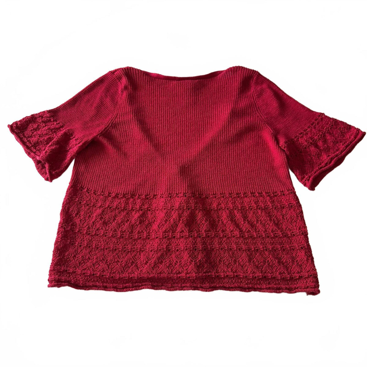 Lane Bryant Red Crochet Knit Tie Front Cardigan Boho Coquette Plus Size 18/20
