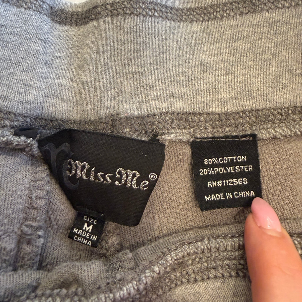 Miss Me Y2K Women's Medium Gray Velour Lounge Pants with Elastic Waistband