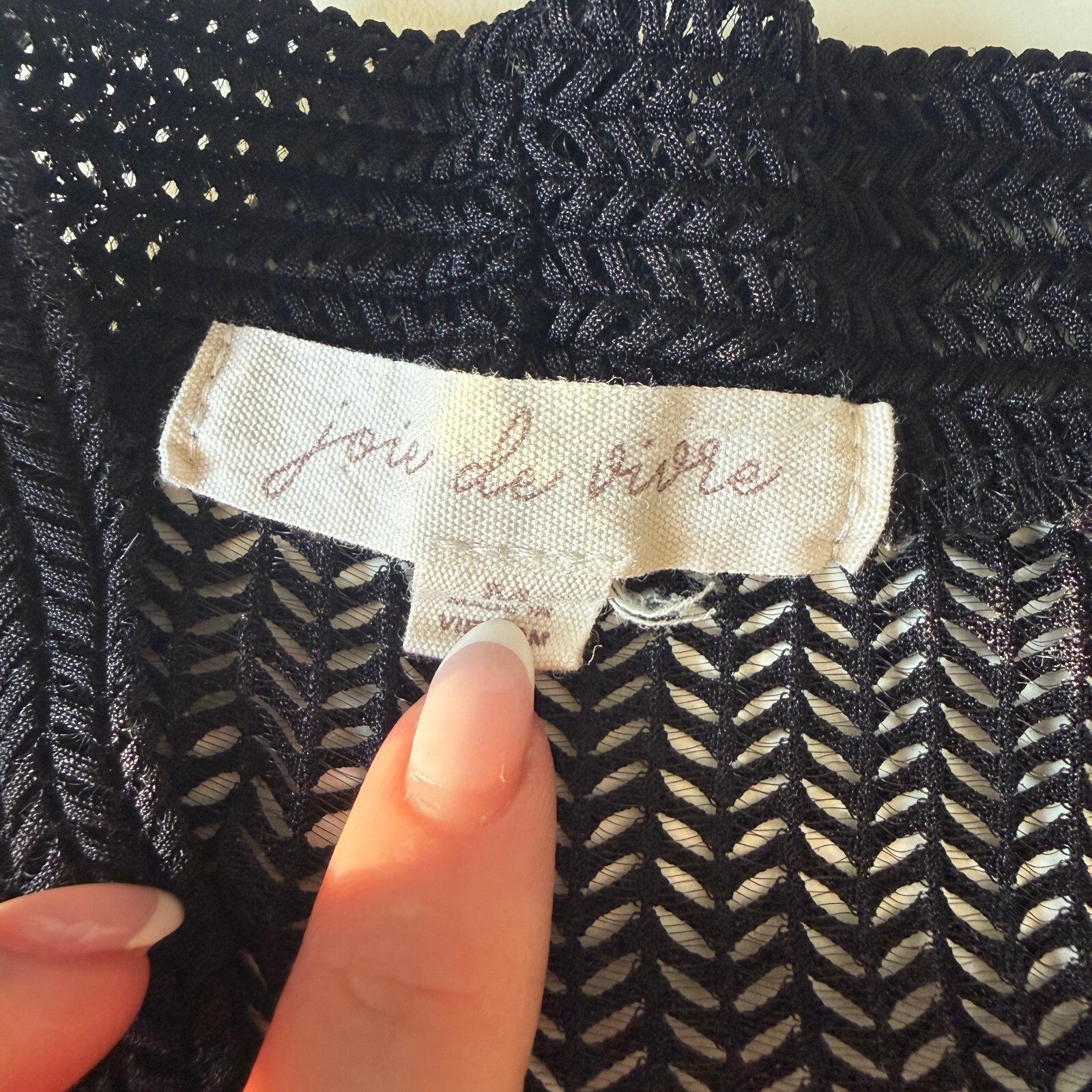 Joie de Vivre Black Sheer Knit Cardigan, Size Medium, 92% Nylon 8% Spandex