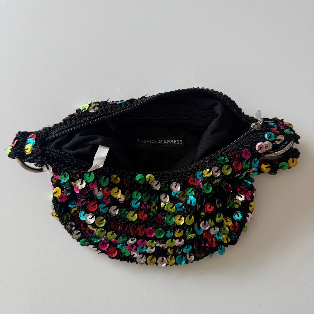 Y2K Beaded Sequin Multicolor FashionExpress Confetti Slouchy Mini Bag Rave