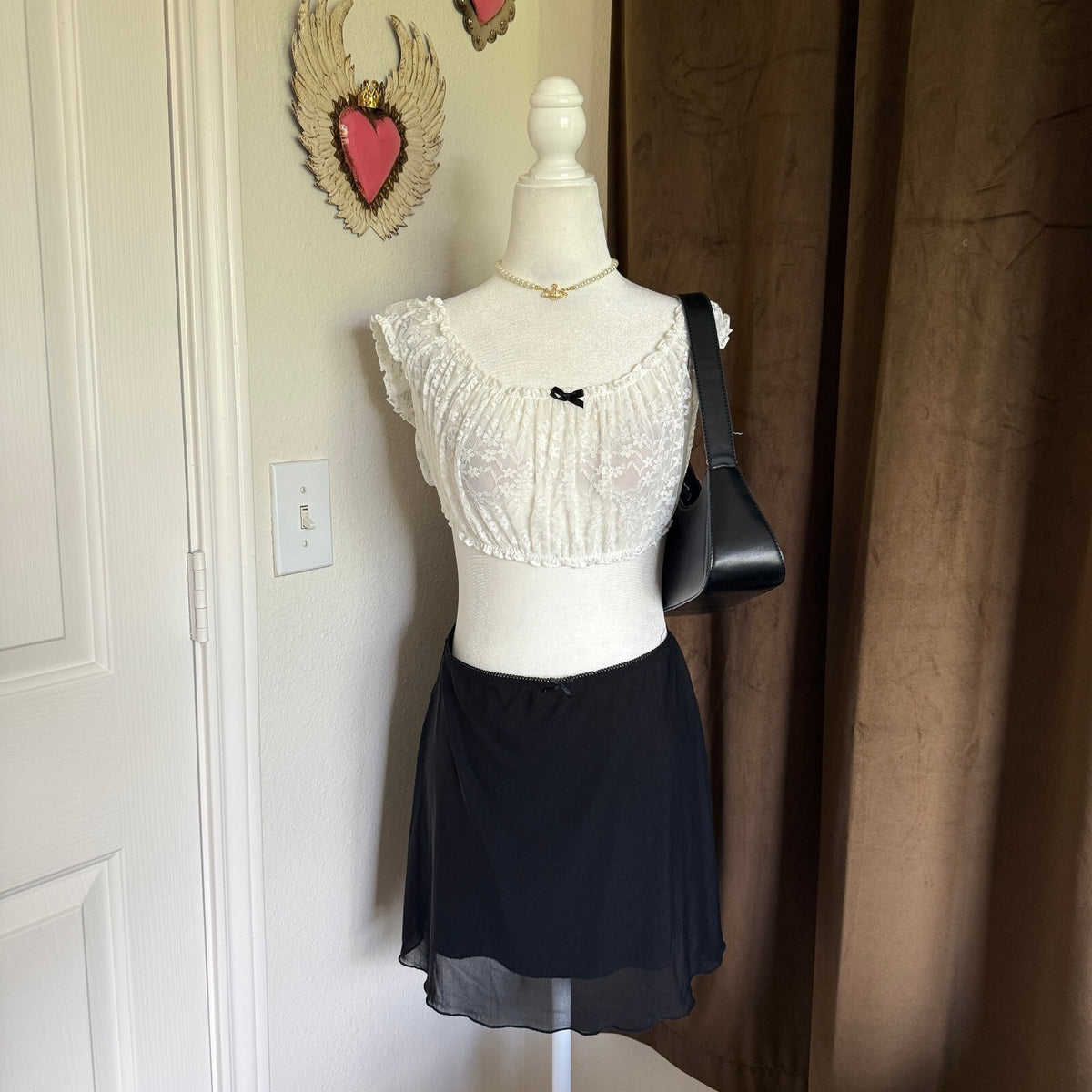 Sheer Lace Women's Bralette Ruched Detail Feminine Flirty Layering Oktoberfest