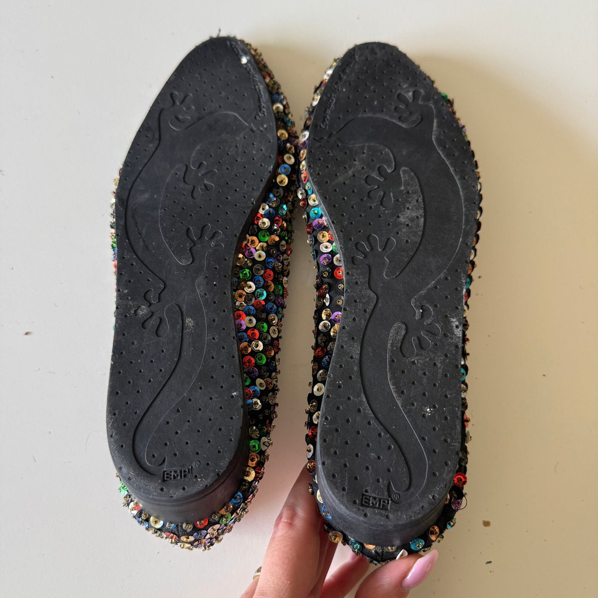 Frankie Baby by Beverly Feldman Multicolor Sequin Ballet Flats Vintage Y2K Sz 6