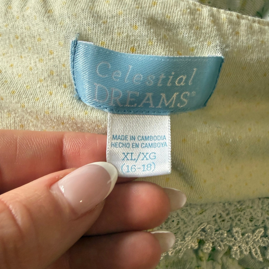 Celestial Dreams XL (16-18) Light Green Romantic Coquette Lace Nightgown