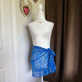 Vintage 1990s Leilani Coastal Beach Cover Up Floral Mesh Blue Sarong Vacation