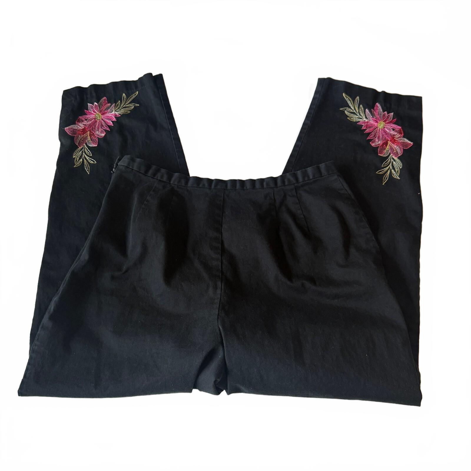 Emma James Liz Claiborne Women's Floral Detail Trousers Coquette Feminine