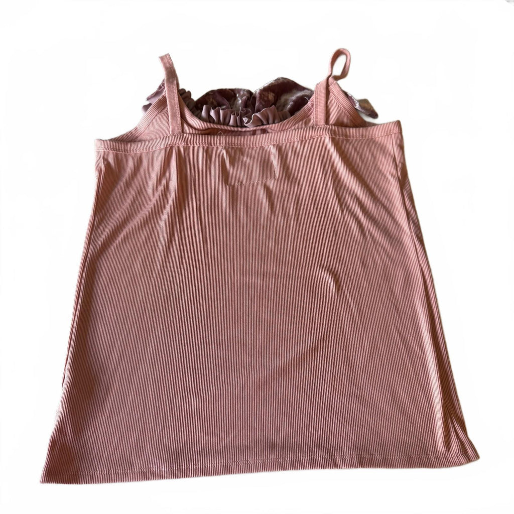 Flash Trash Texas Slow-Fashion Brand Ribbed Dusty Rose Ruffled Tank Top XXL