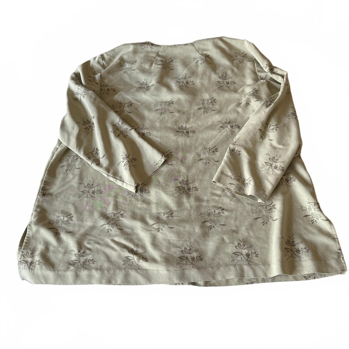 Maggie McNaughton Sage Floral Button Front Blouse Vintage Grandmacore Plus Y2K