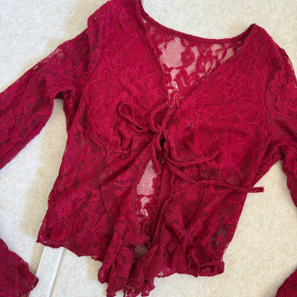 Whimsical Lace Detail Crop Top Size Medium Practical Magic Lacey Witchy Vibes
