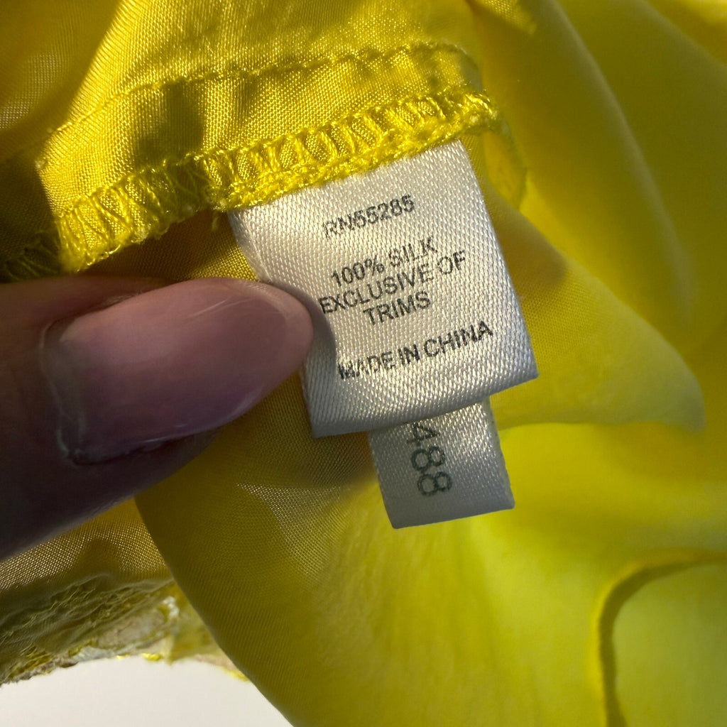 Express Silk Cami Top Bella Swan Banana Yellow Lace Trim Y2K Fairycore Sz Small