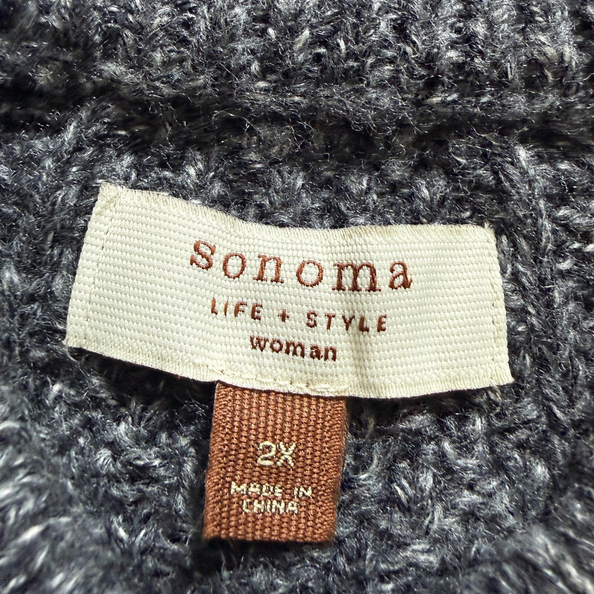 thriftalina Sonoma Life + Style Cozy Fall Gray Short Sleeve Cable Knit Cardigan Sweater XXL