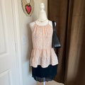 Paper Crane Women's Small Floral Print Sleeveless Ruffle Peplum Top