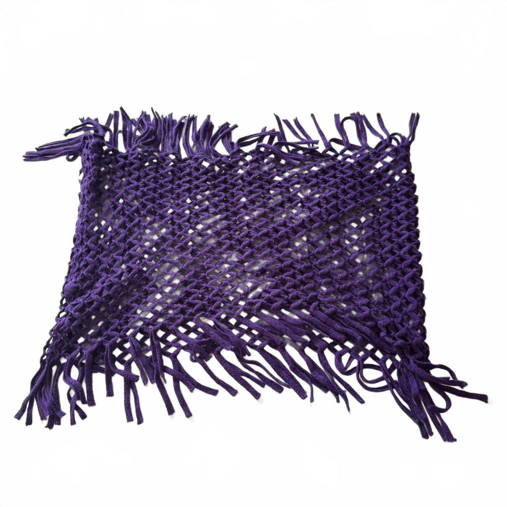 Mudd Y2K Purple Crochet Fringe Poncho Scarf Boho Witch Festival Sparkle Cover Up