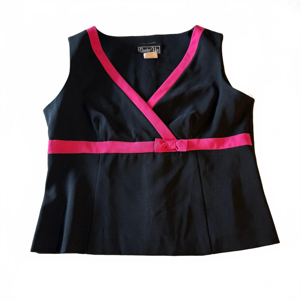 Suits Us Vintage Paper Tag Sleeveless Bow Detail Blouse Coquette Feminine Girly