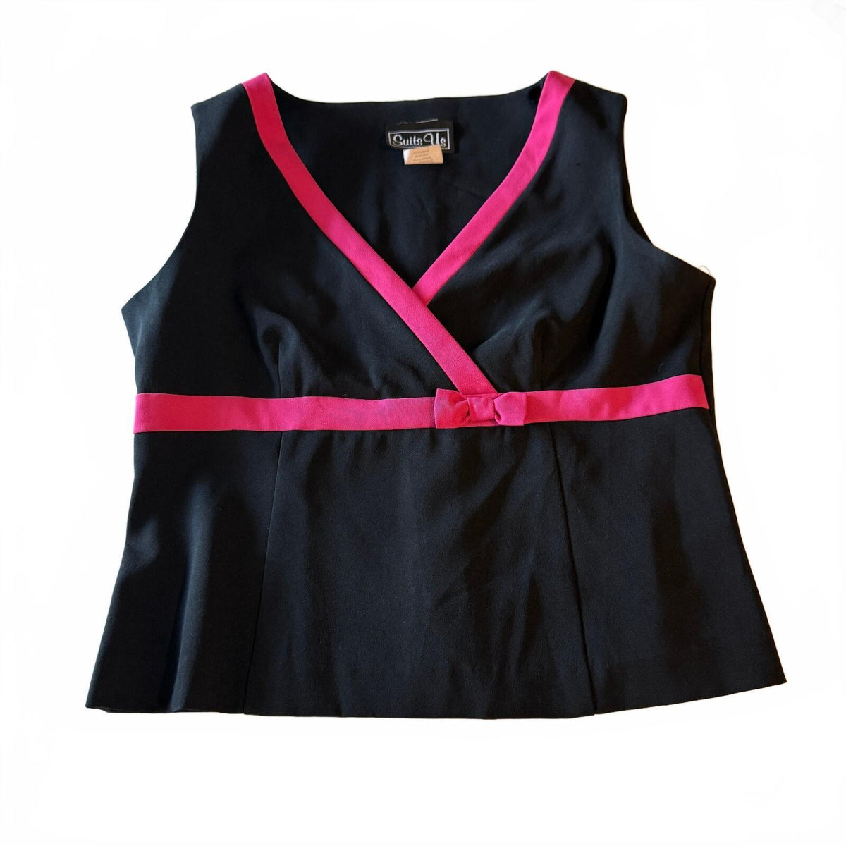 Suits Us Vintage Paper Tag Sleeveless Bow Detail Blouse Coquette Feminine Girly