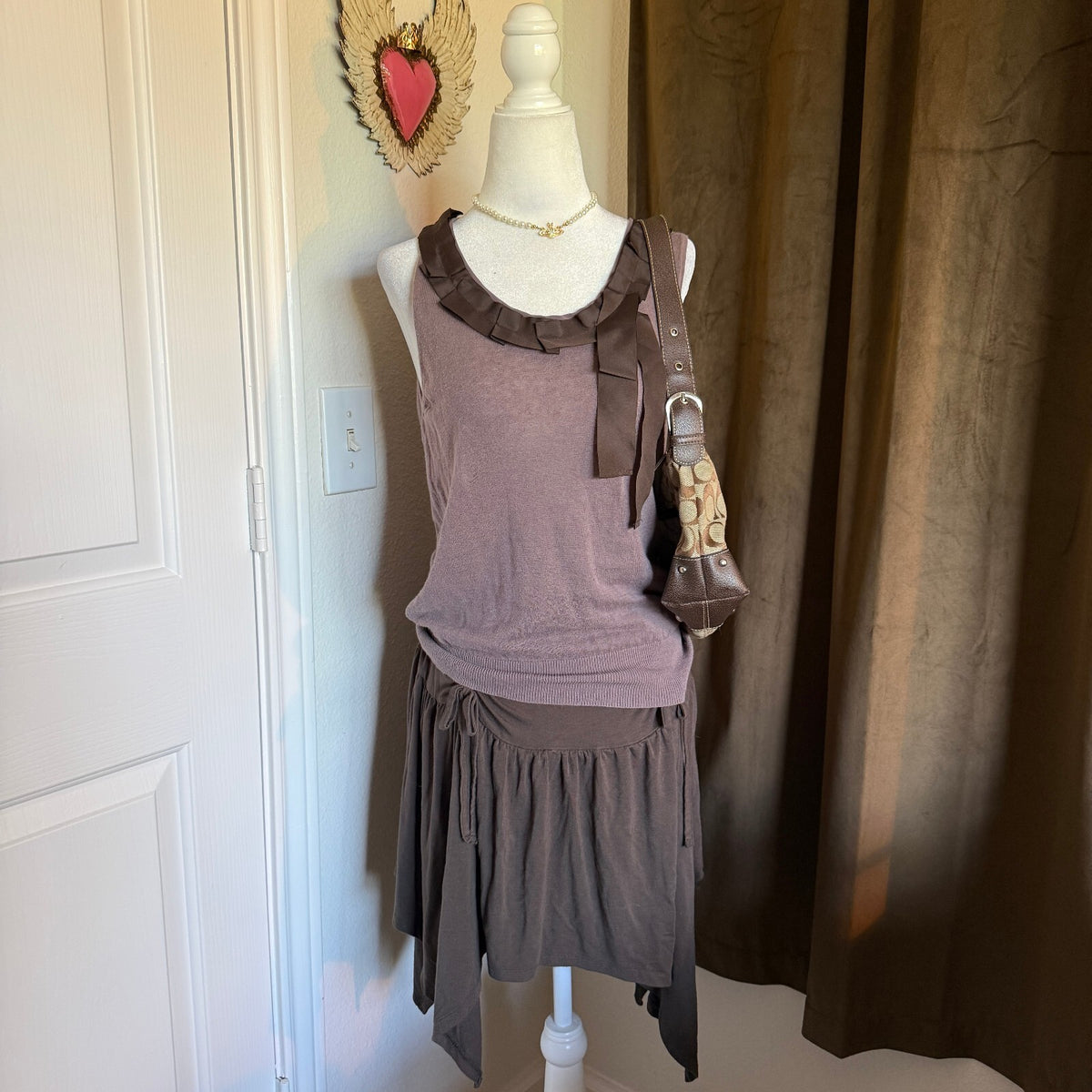 Loft Women's Coquette Tie Detail Sleeveless Blouse Soft Romantic Cotton Linen