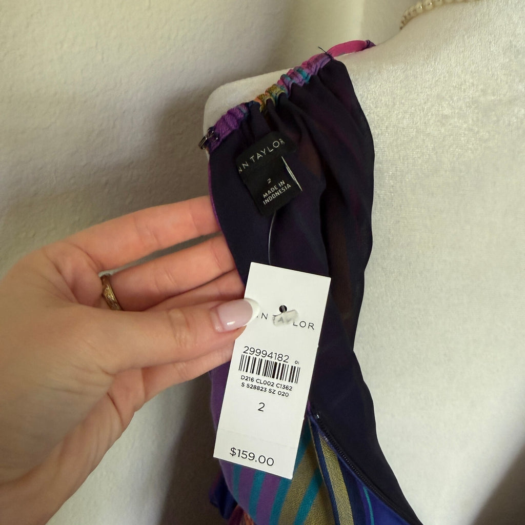 Ann Taylor Madras Rainbow Plaid Belted Halter Dress Women's Size 2, Brand NWT