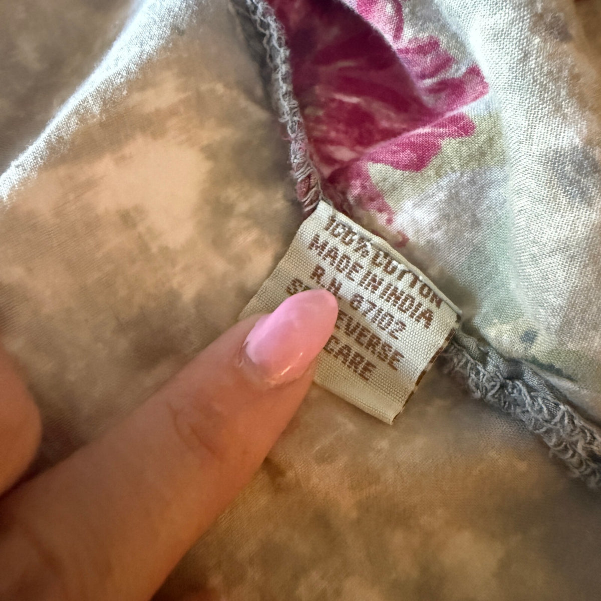 Vintage Goa Sz Small Mineral Wash Floral Crochet Trim Boho Fairycore Button-Down