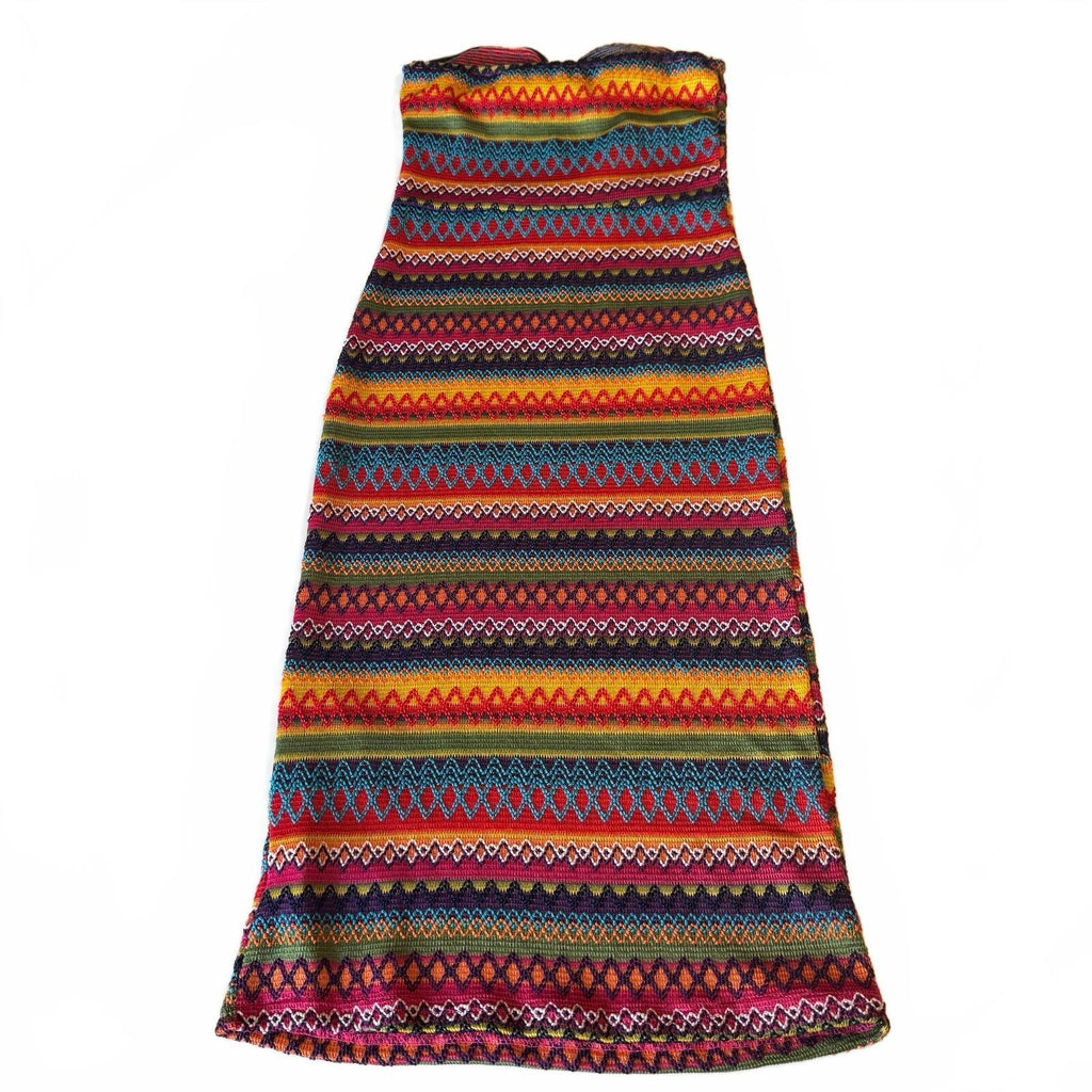 Women's Knit Colorful Strapless Striped Dress SHEIN Size Medium
