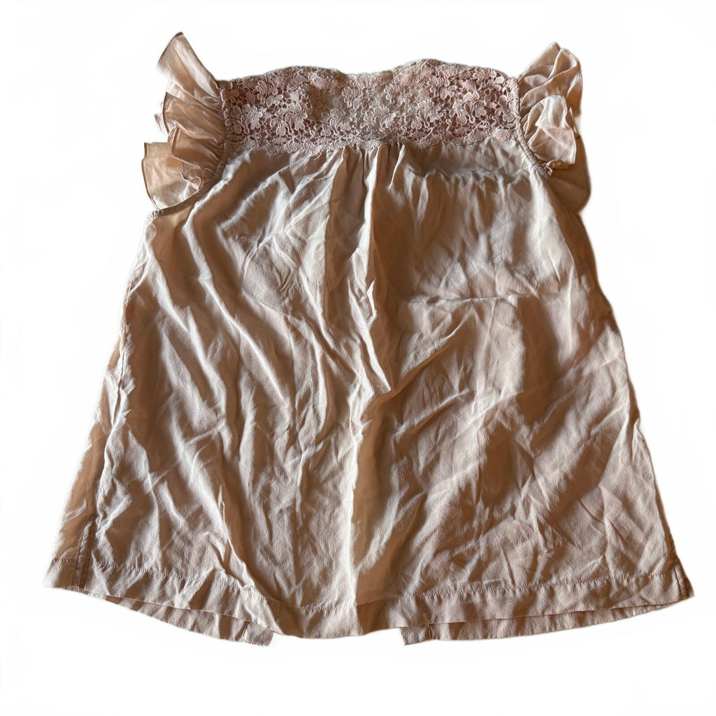Rebecca Taylor Blush Silk Ruffle Lace Blouse Coquette Balletcore Girly Frilly