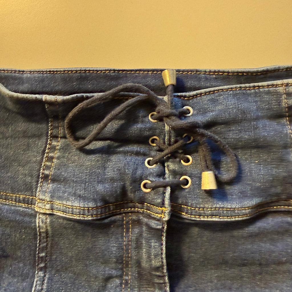 Free People Modern Femme Corset Mini Skirt Lace Up Detail Boho Fall Preppy Sz 4