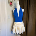 PacSun PAC Cares Cobalt Blue Halter Top Ruched Tie Neck XS Y2K Festival Rave