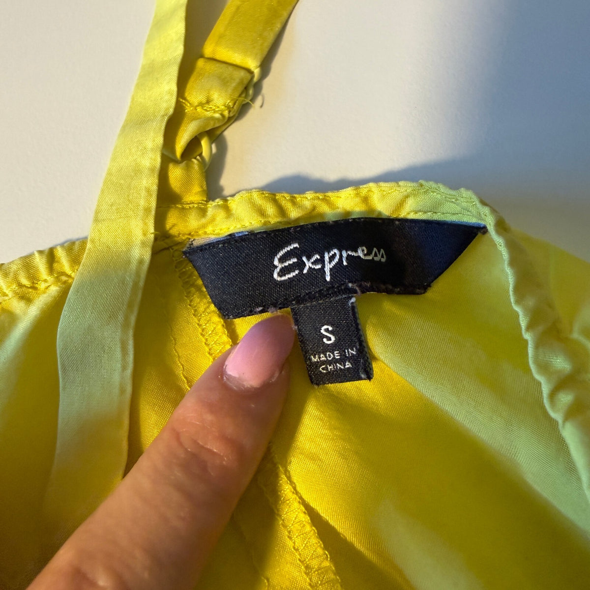 Express Silk Cami Top Bella Swan Banana Yellow Lace Trim Y2K Fairycore Sz Small