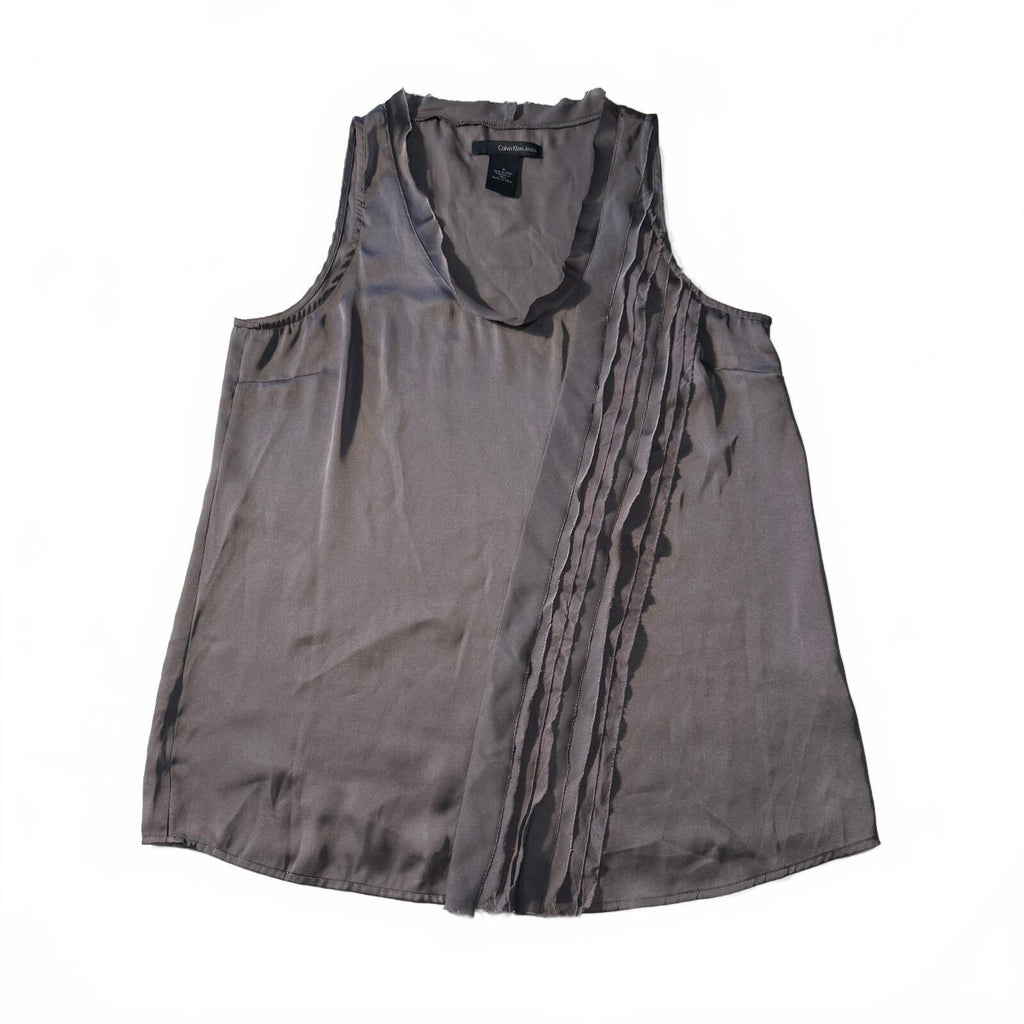 Calvin Klein Jeans Coquette Ruffled Detail Silky Sleeveless Tank Back to School