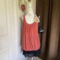 DownEast Y2K Coral Rosette Rope Strap Racerback Bubble Hem Tank Top Women's Sz L