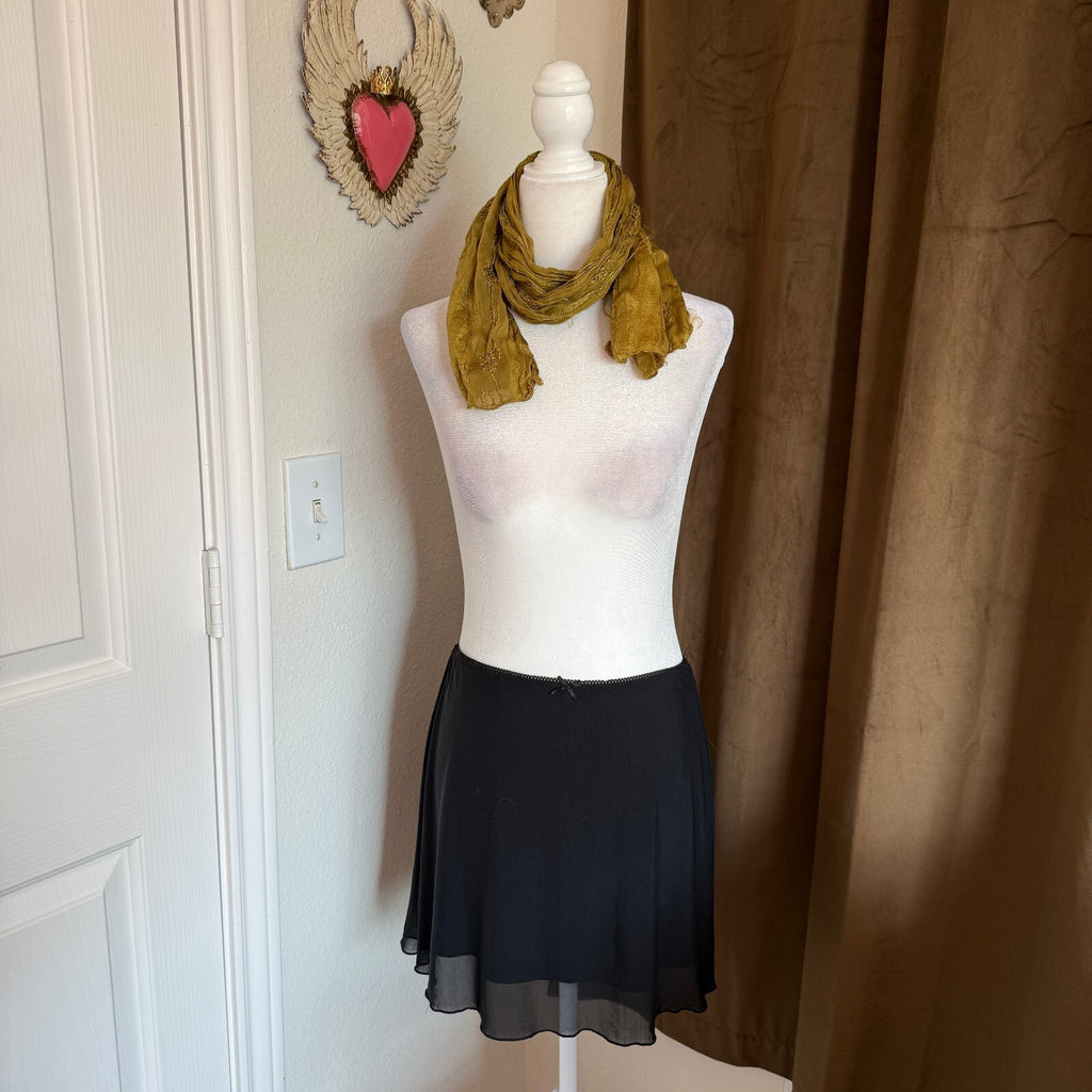 Citara Pleated Olive Green Rayon Scarf with Floral Embroidery Bohemian Layering