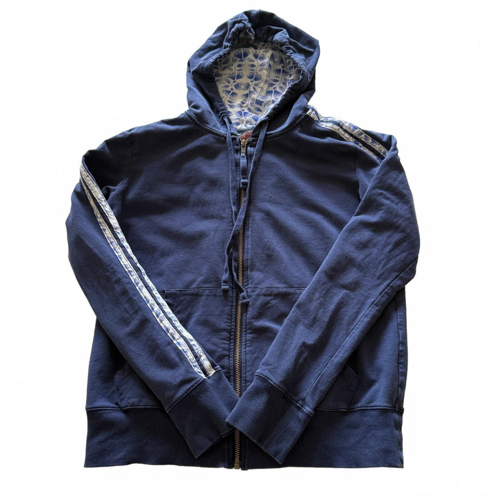 Johnny Was XS Navy Blue Hoodie with Embroidered Floral and Bird Design Cotton XS