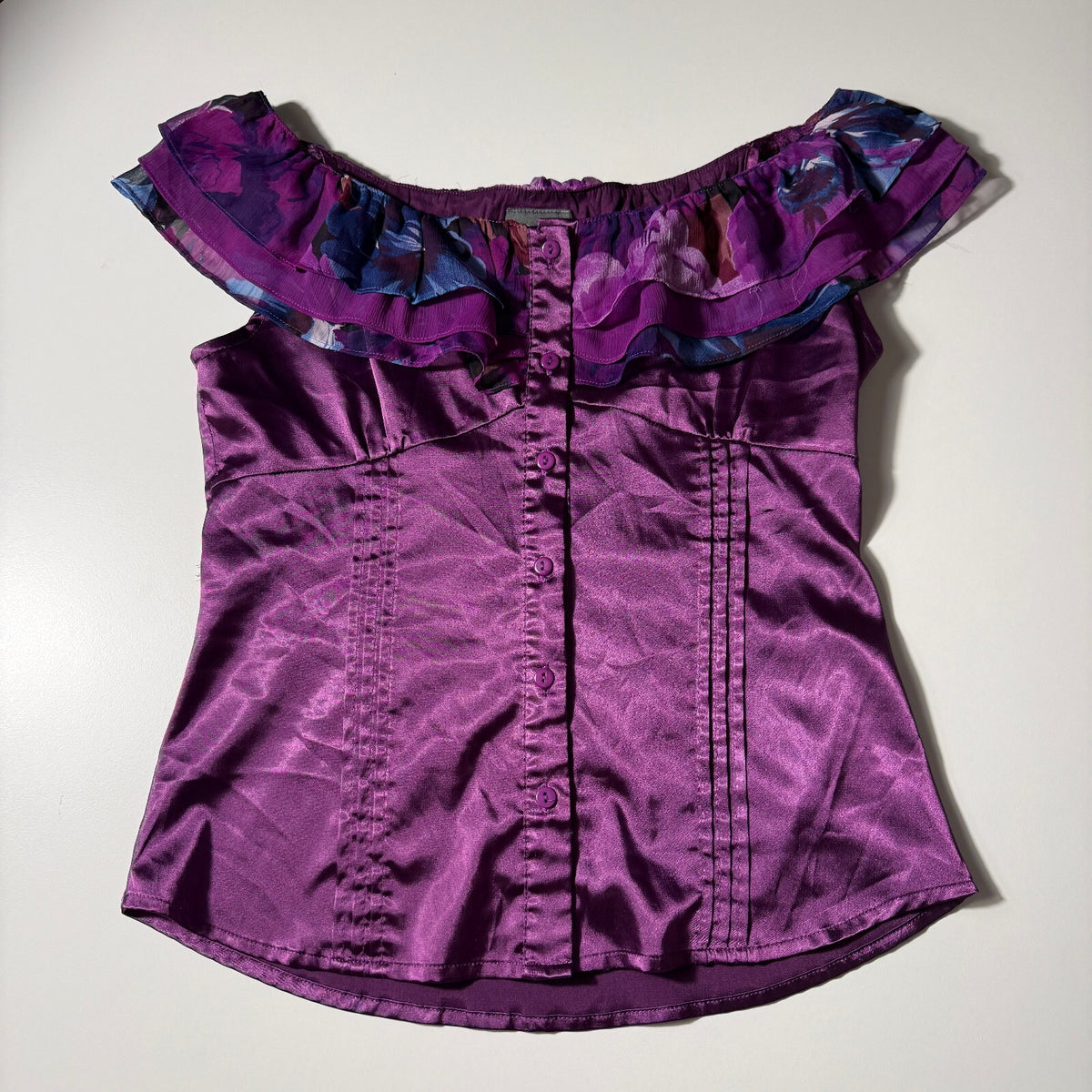 Dots Y2K Frilly Ruffled Collar Button-Up Short Sleeve Blouse Satin Silky Girly