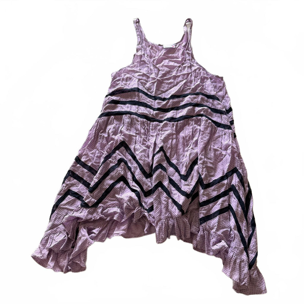 Intimately Free People Medium Purple Polka Dot Dress with Black Zigzag Stripe