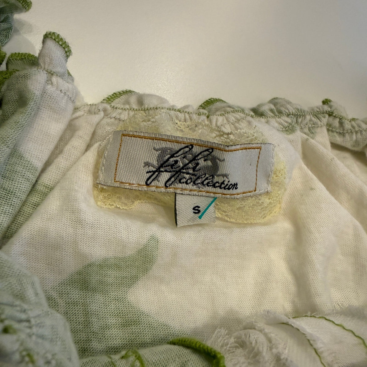 Y2K Fifi Collection Beaded Ruched Tie Detail Green Boho Hippie Vintage Blouse S