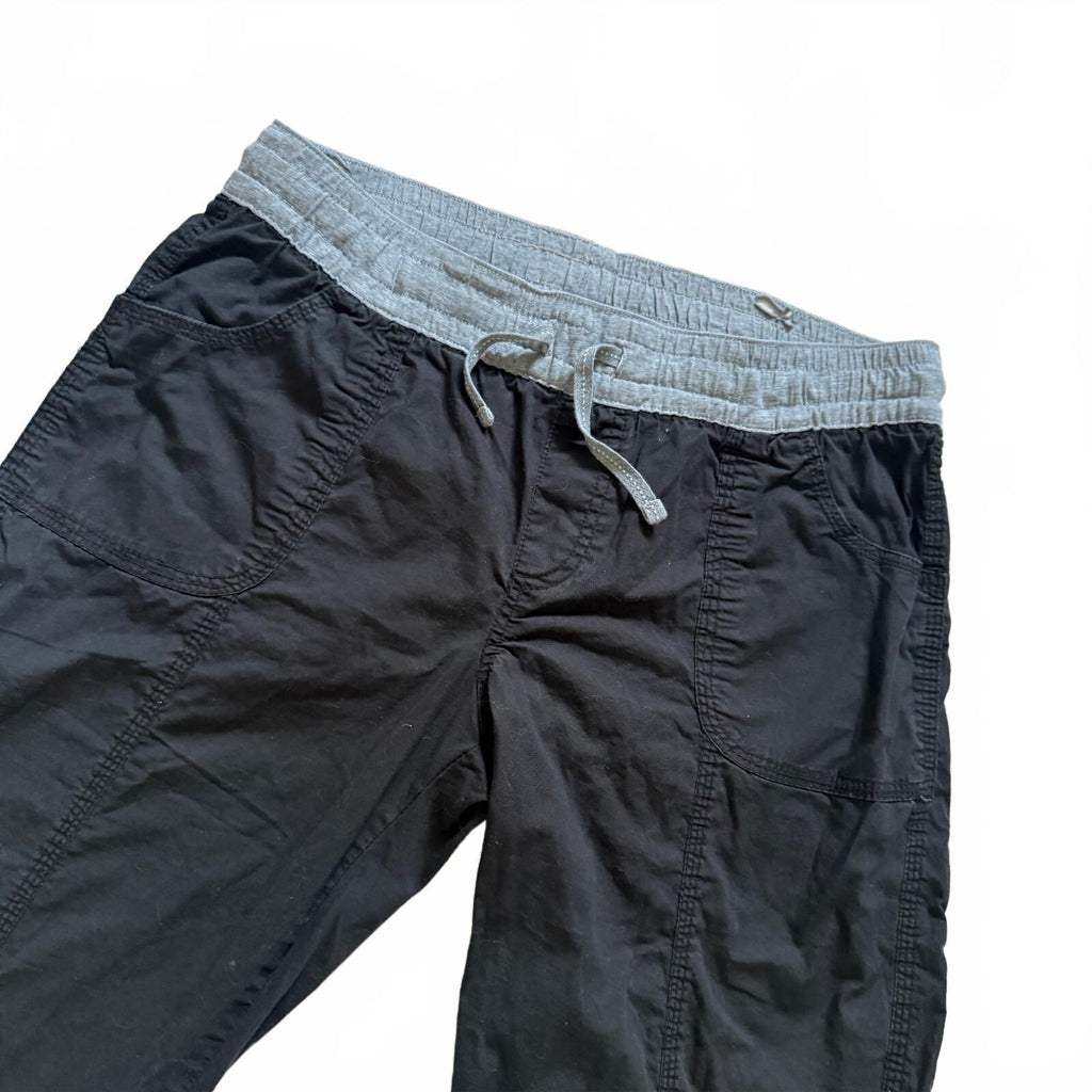 thriftalina BCG 2000s Yoga Mom Capris Drawstring Grey Black Contrast Women's Size Lg