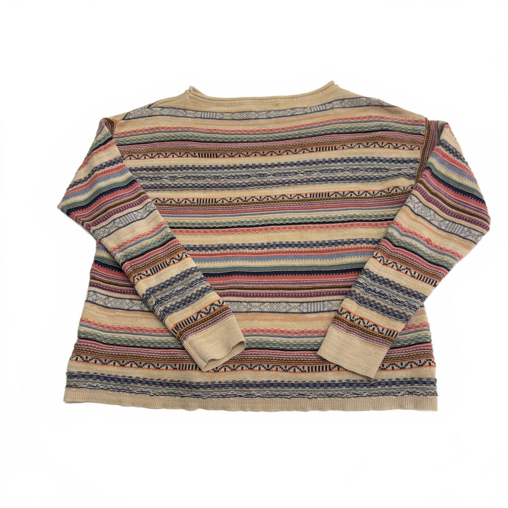 Chaps Fisherman Preppy Fall Striped Cotton Blend Sweater Long Sleeve Crew Neck