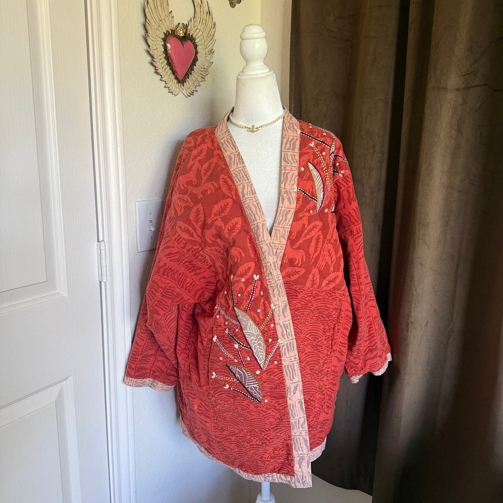 Marketplace India Reversible Kantha Kimono Jacket Boho Fair Trade Bohemian Coat