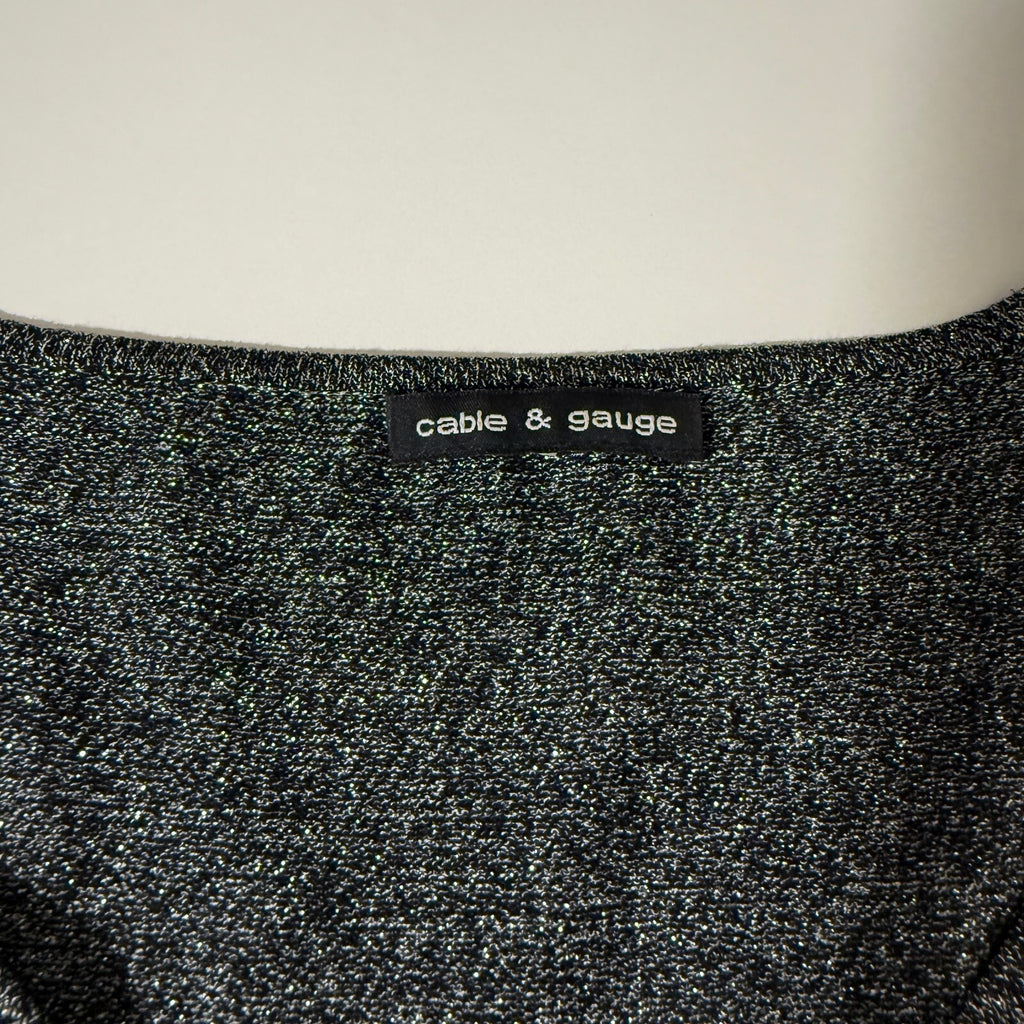 Cable & Gauge Silk Blend Sparkly Y2K Cinched Waist Sweater Top Fall Boho Chic