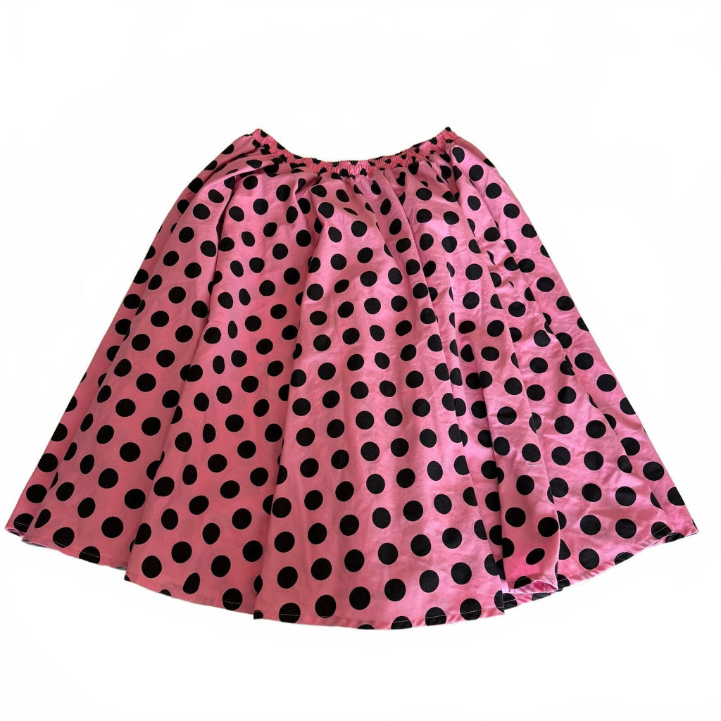Vintage Pink & Black Polka Dot Women's Pleated Skirt No Size