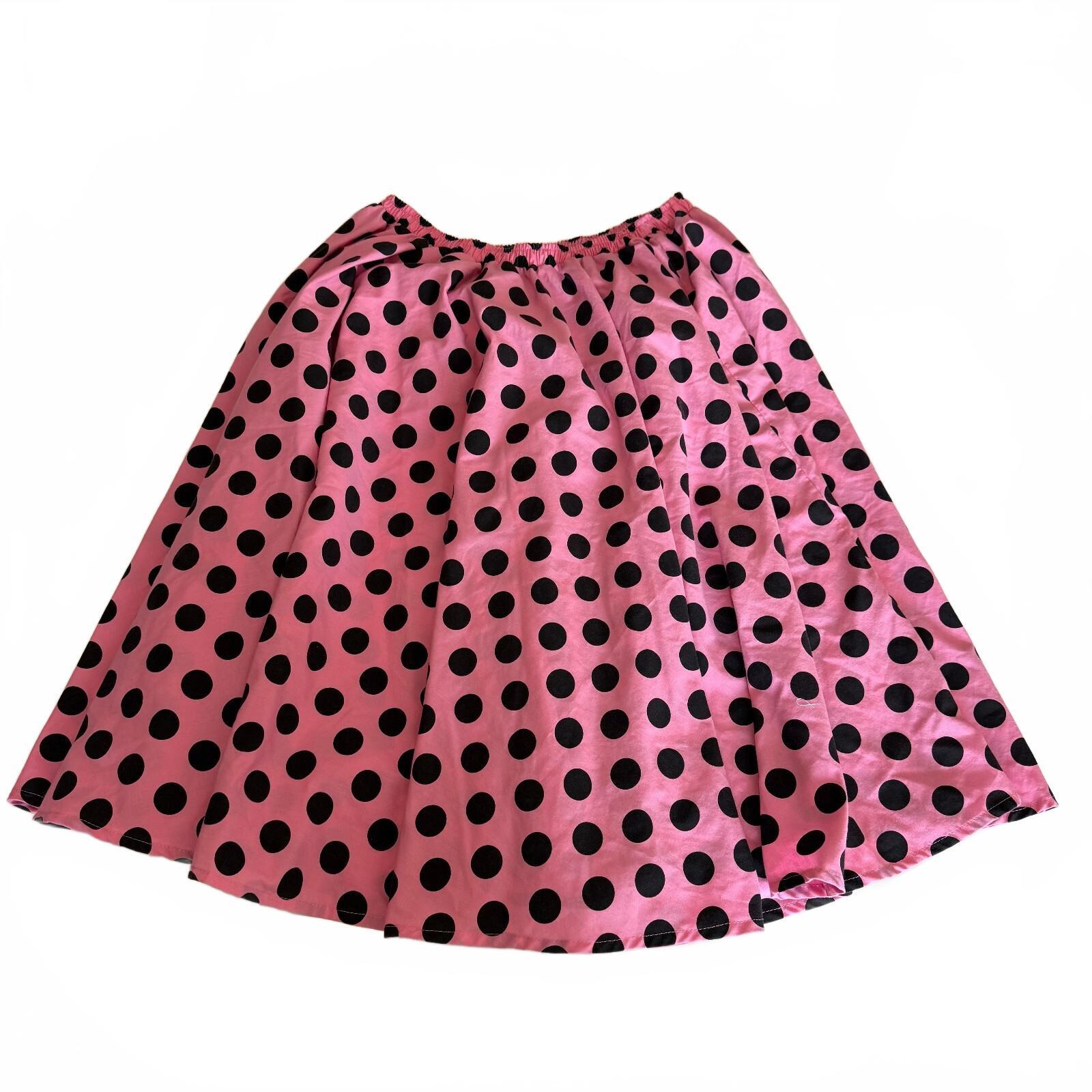 Vintage Pink & Black Polka Dot Women's Pleated Skirt No Size