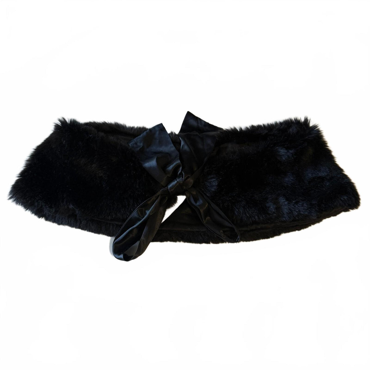 NWT Vintage McClintock Collections Faux Fur Stole Satin Bow Capelet Layering
