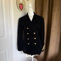 Vintage Ralph Lauren Black Velvet Double Breasted Blazer Soldier Gold Buttons