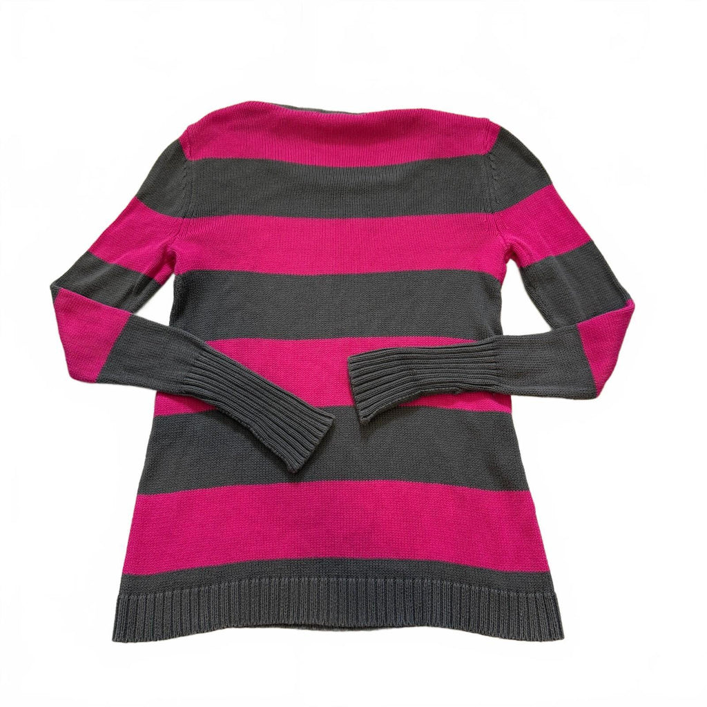 Gap Pink Grey Striped 100% Cotton Knit Sweater XS Y2K Fall Bella Swan 2000s Fall