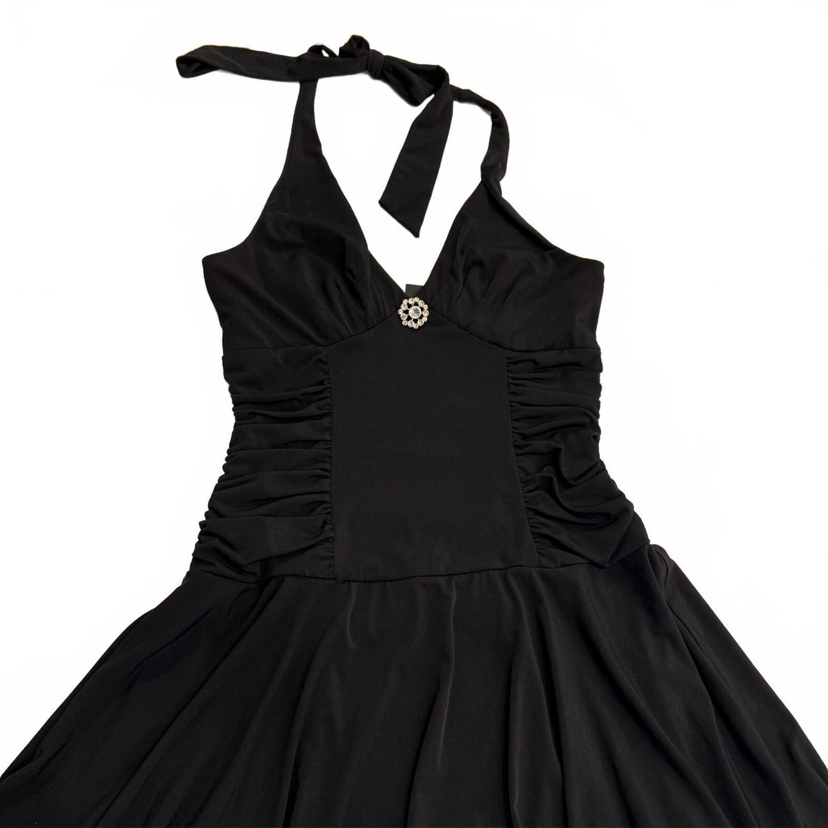 Vintage Jodi Kristopher NWT Black Halter Neck Dress Size Large Made in USA