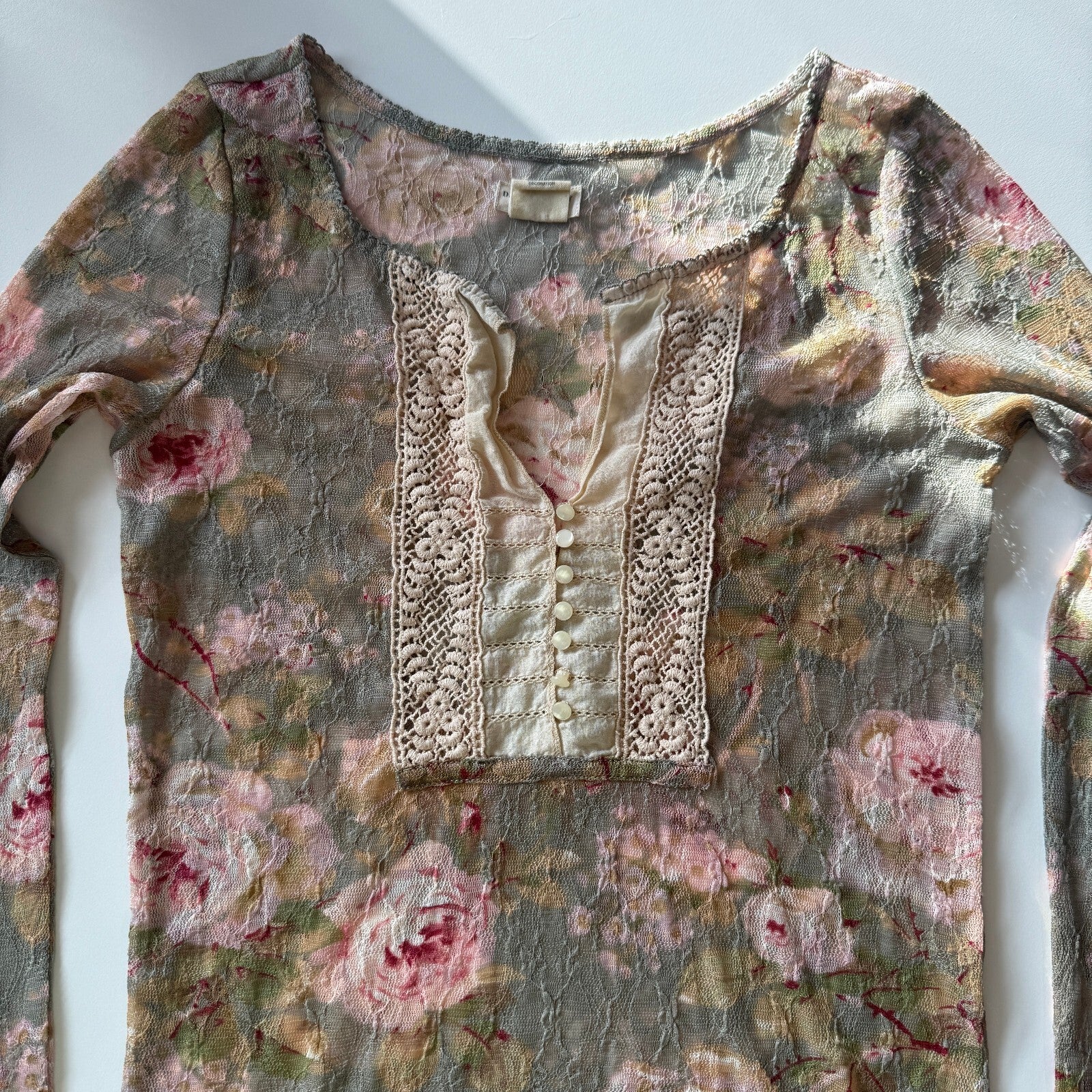 Denim & Supply Ralph Lauren Women's Sheer Floral Lace Long Sleeve Top, Size S/P