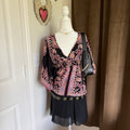 Lola P Black Paisley Print Kimono Butterfly Sleeve Boho Fairycore Whimsical Sz M